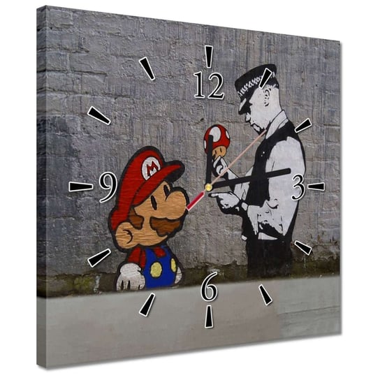 Zegar Banksy Grzybiarz Policja, 30x30cm ZeSmakiem