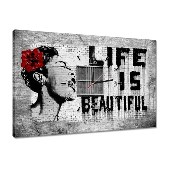 Zegar Banksy Life is Beautiful, 60x40cm ZeSmakiem