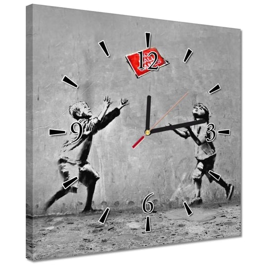 Zegar Banksy No Ball Games, 30x30cm ZeSmakiem