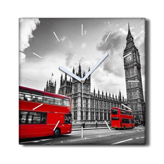 Zegar canvas 30x30 cm Londyn oko czerwień autobusy, Coloray Coloray
