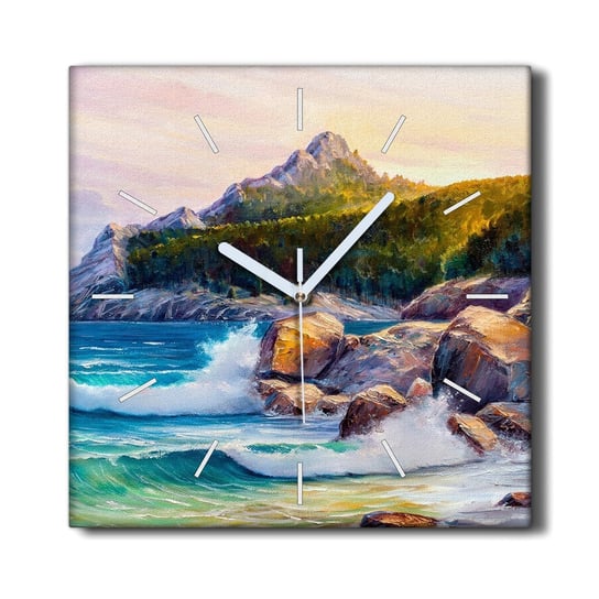 Zegar canvas 30x30 cm Malarstwo las wybrzeże morze, Coloray Coloray