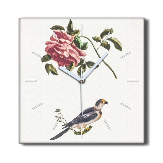 Zegar canvas 30x30 cm Zwierzę ptak oddział kwiat, Coloray Coloray
