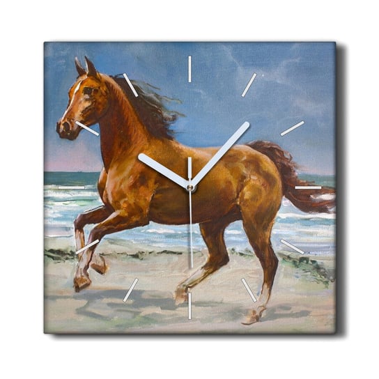 Zegar canvas 30x30 Plaża wybrzeże koń morze fale, Coloray Coloray