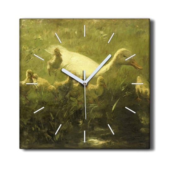 Zegar canvas 30x30 Zwierzęta kaczki trawa natura, Coloray Coloray