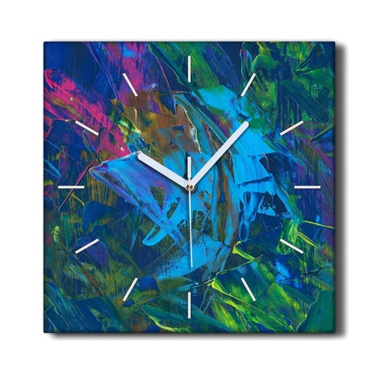 Zegar canvas cichy do salonu 30x30 Maźnięcia farby, Coloray Coloray
