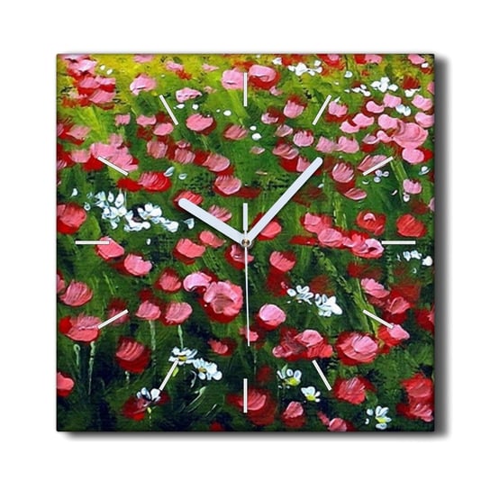 Zegar canvas do salonu 30x30 Kwiaty pole przyroda, Coloray Coloray
