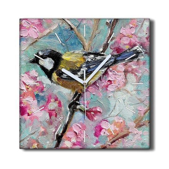 Zegar canvas na ścianę 30x30 Kwiaty zwierzę ptak, Coloray Coloray