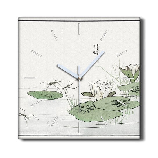 Zegar canvas nowoczesny 30x30 Liście jezioro owady, Coloray Coloray