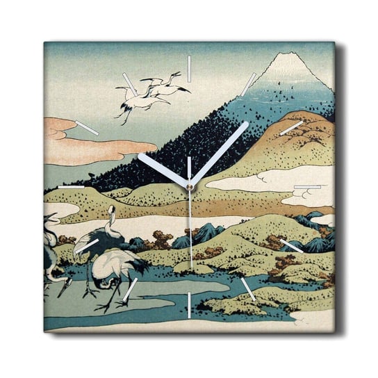 Zegar canvas ozdoba 30x30 Góra ptaki japoński styl, Coloray Coloray