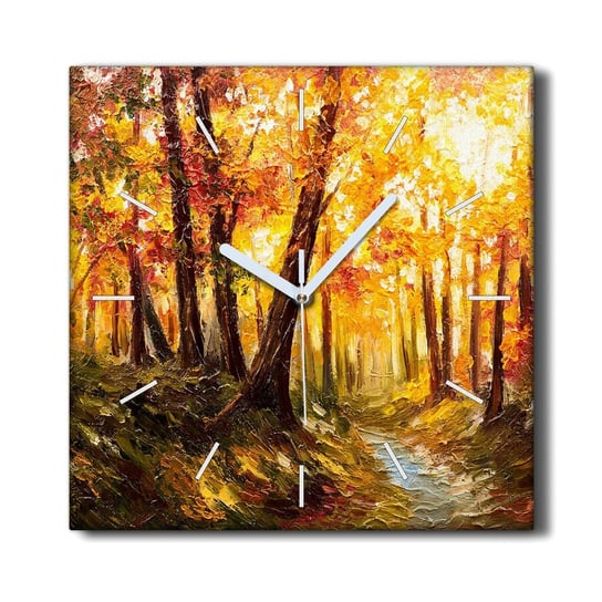 Zegar canvas ozdoba 30x30 Las jesień liście natura, Coloray Coloray