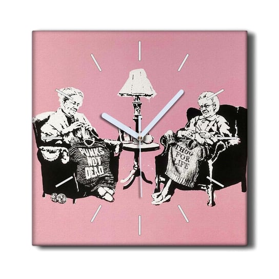 Zegar canvas ozdoba z grafiką 30x30 Babcie Banksy, Coloray Coloray