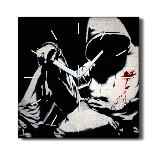 Zegar canvas ozdoba z nadrukiem 30x30 Nóż Banksy, Coloray Coloray