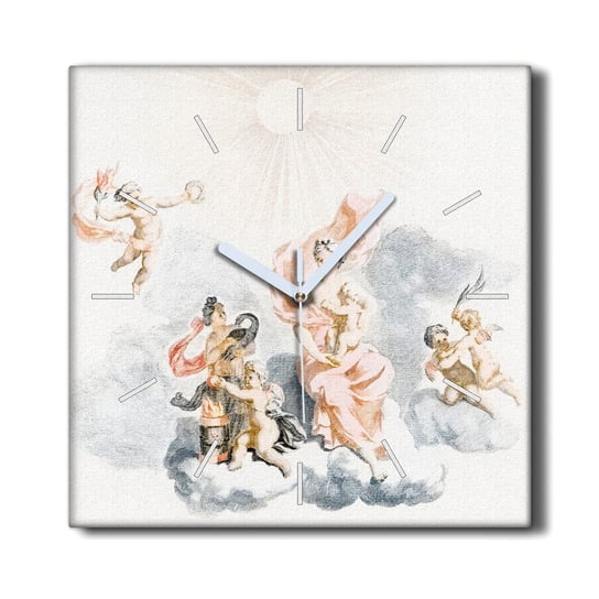 Zegar canvas ścienny 30x30 Anioły vintage chmury, Coloray Coloray