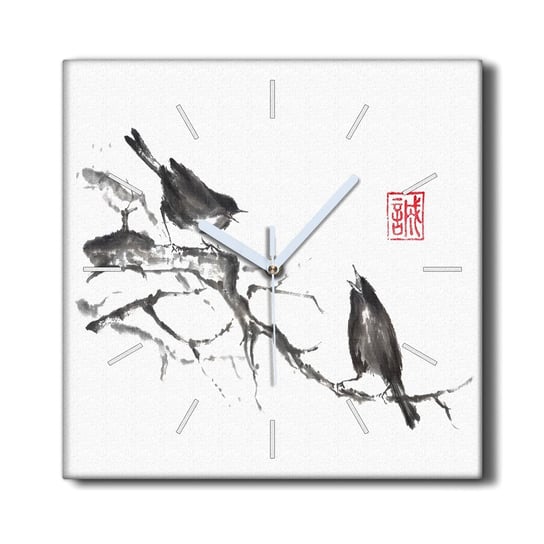 Zegar canvas ścienny 30x30 Gałęzie zwierzęta ptaki, Coloray Coloray