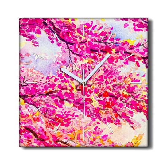 Zegar canvas ścienny 30x30 Malarstwo drzewo liście, Coloray Coloray