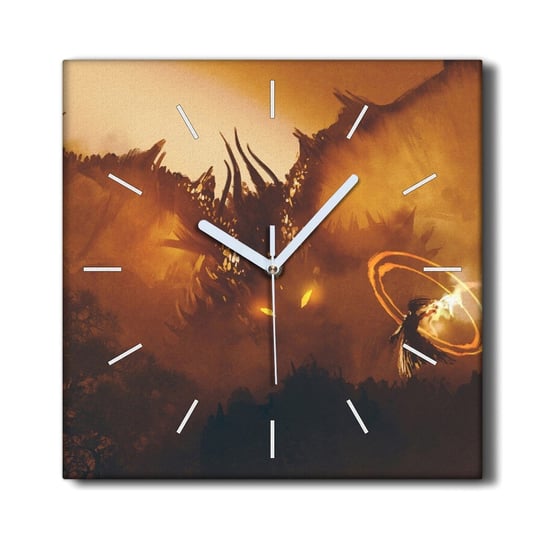 Zegar canvas ścienny 30x30 Malarstwo fantasy smok, Coloray Coloray