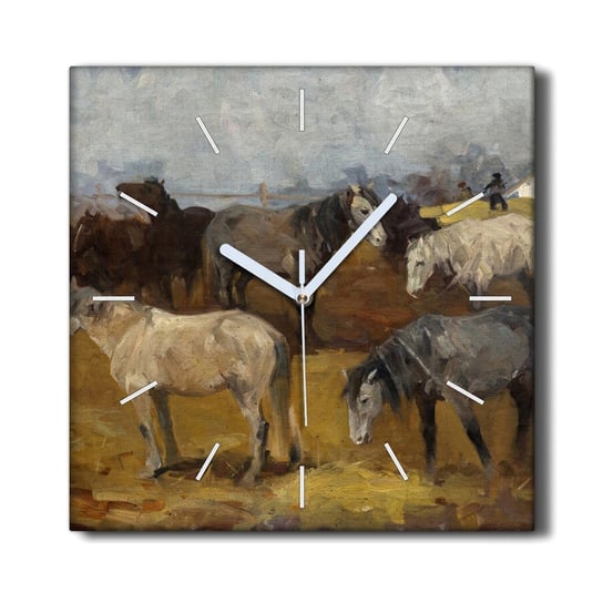 Zegar canvas ścienny 30x30 Malarstwo zwierzę konie, Coloray Coloray