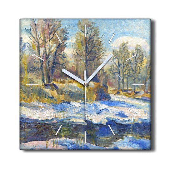 Zegar canvas ścienny 30x30 Zima śnieg las natura, Coloray Coloray