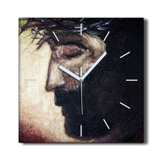Zegar canvas ścienny cichy 30x30 Jezus w koronie, Coloray Coloray