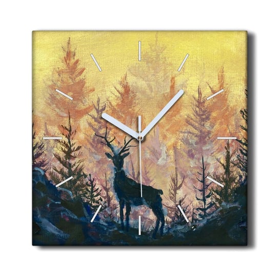 Zegar canvas ścienny cichy 30x30 Las zwierzę jeleń, Coloray Coloray
