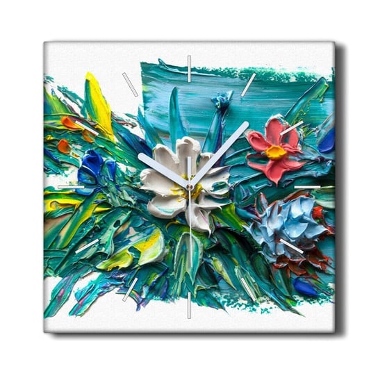 Zegar canvas ścienny cichy z nadrukiem 30x30 Kwiat, Coloray Coloray