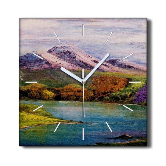 Zegar canvas ścienny nowoczesny 30x30 Rzeka góry, Coloray Coloray