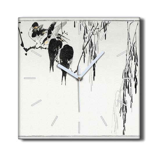 Zegar canvas wiszący 30x30 Gałąź zwierzęta ptaki, Coloray Coloray