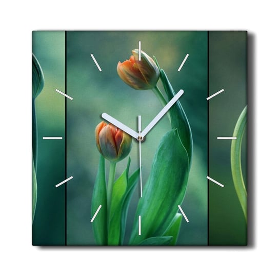 Zegar canvas wiszący 30x30 Kwiaty rośliny tulipany, Coloray Coloray