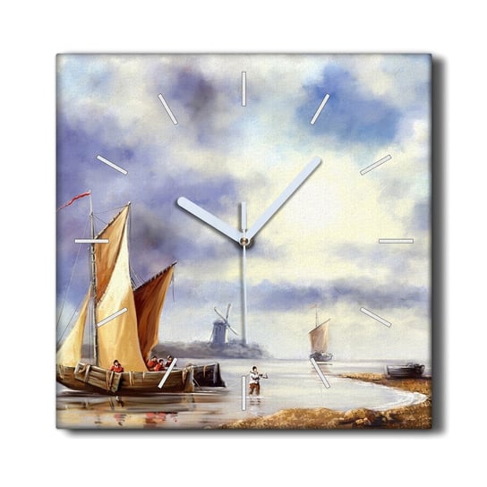 Zegar canvas wiszący 30x30 Malarstwo statek rybak, Coloray Coloray