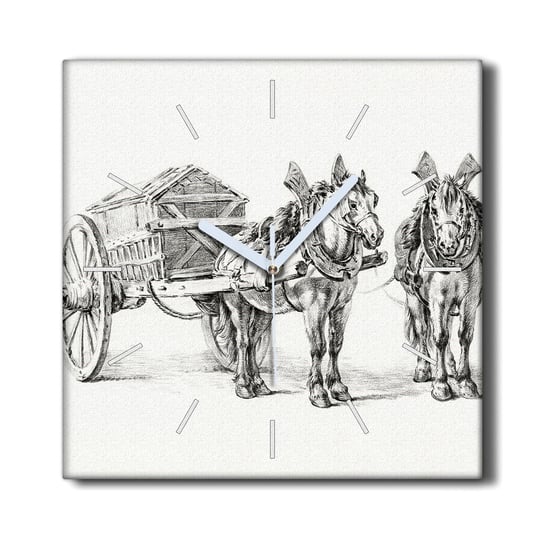 Zegar canvas wiszący 30x30 Zwierzęta konie powóz, Coloray Coloray