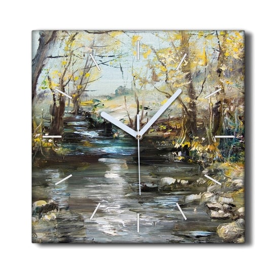 Zegar canvas wiszący z grafiką 30x30 Drzewa rzeka, Coloray Coloray