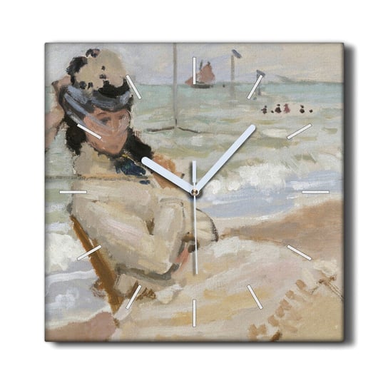 Zegar canvas wiszący z grafiką 30x30 Plaża Monet, Coloray Coloray