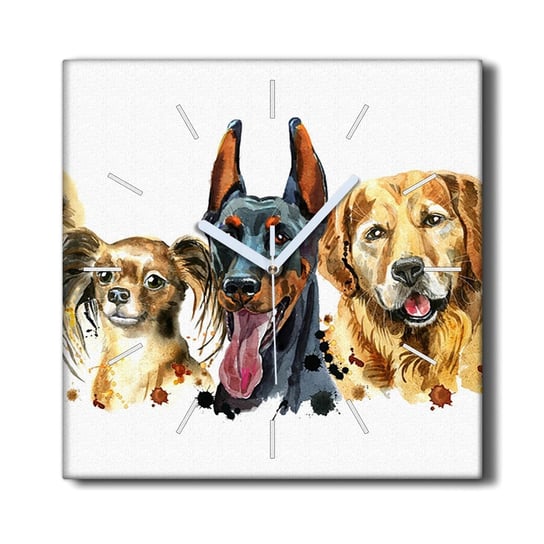 Zegar canvas wiszący z grafiką 30x30 Zwierzęta psy, Coloray Coloray