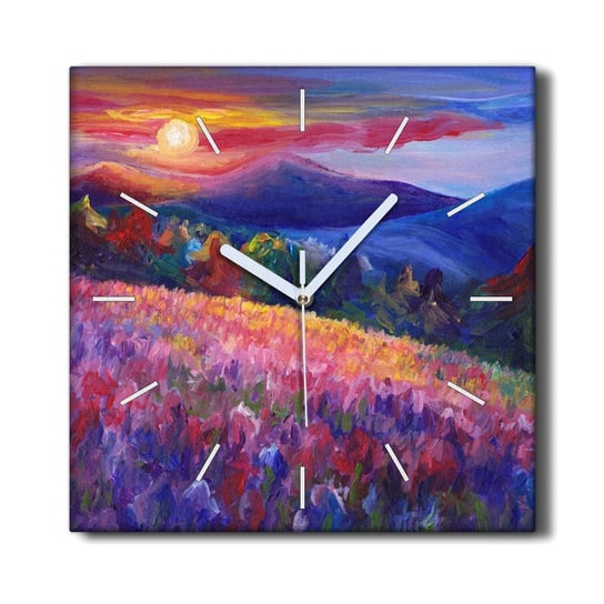 Zegar canvas z grafiką 30x30 Malarstwo góry łąka, Coloray Coloray