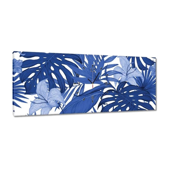 Zegar Classic Blue Monstera, 100x40cm ZeSmakiem