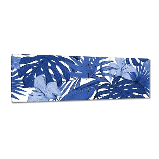 Zegar Classic Blue Monstera, 120x40cm ZeSmakiem