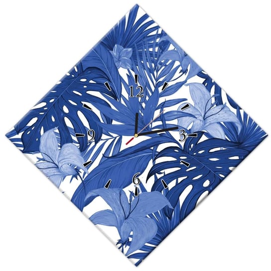 Zegar Classic Blue Monstera, 56x56cm ZeSmakiem