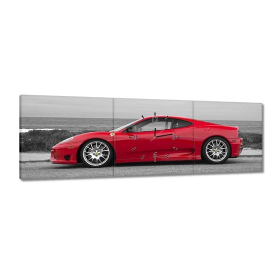 Zegar Czerwone Ferrari na plaży, 120x40cm ZeSmakiem