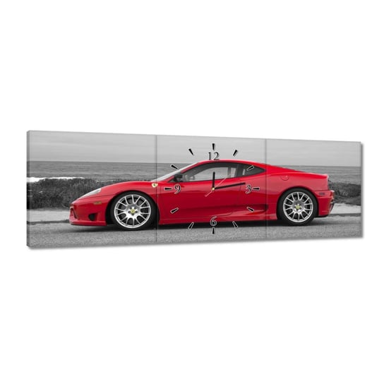 Zegar Czerwone Ferrari na plaży, 90x30cm ZeSmakiem