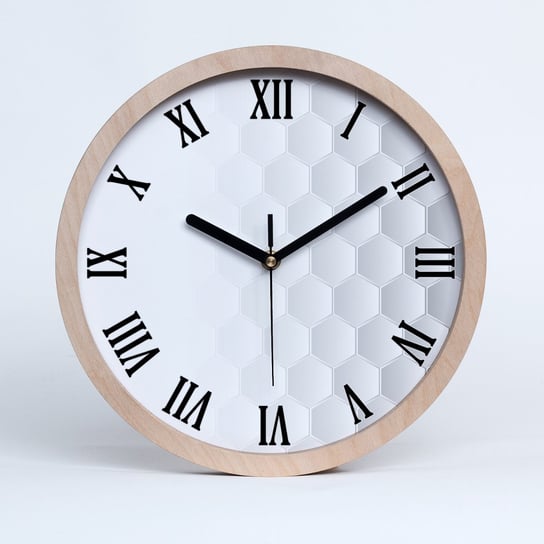 Zegar drewniany na ścianę sześciokąty tło fi 30 cm, Tulup Tulup