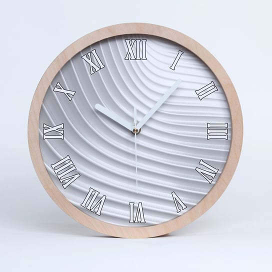 Zegar drewniany okrągły abstrakcja linie fi 30 cm, Tulup Tulup
