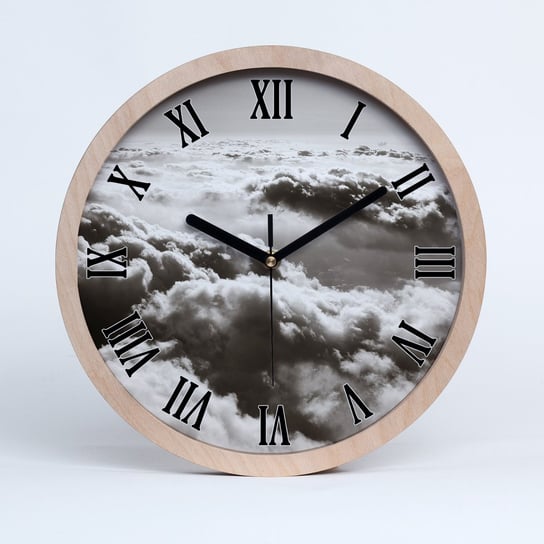 Zegar drewniany okrągły chmury z lotu ptaka fi 30, Tulup Tulup