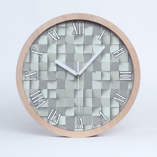 Zegar drewniany okrągły geometryczne tło fi 30 cm, Tulup Tulup