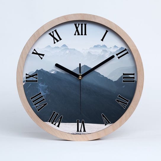 Zegar drewniany okrągły górskie szczyty fi 30 cm, Tulup Tulup