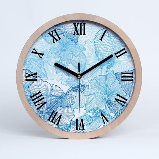 Zegar drewniany okrągły hawajskie kwiaty fi 30 cm, Tulup Tulup