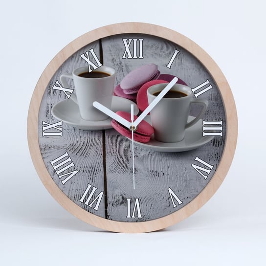 Zegar drewniany okrągły kawa i ciastka fi 30 cm, Tulup Tulup
