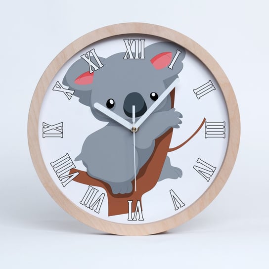 Zegar drewniany okrągły koala na drzewie fi 30 cm, Tulup Tulup