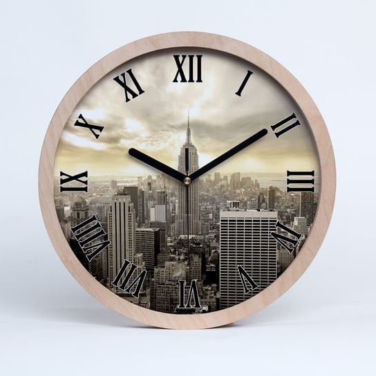 Zegar drewniany okrągły Manhattan nowy jork fi 30, Tulup Tulup