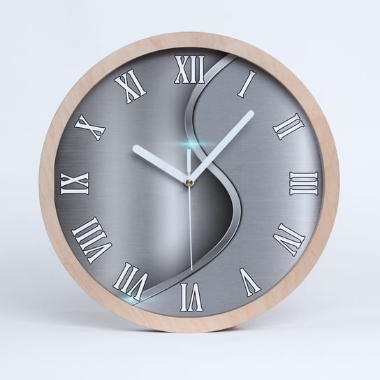 Zegar drewniany okrągły metalowa abstrakcja fi 30, Tulup Tulup
