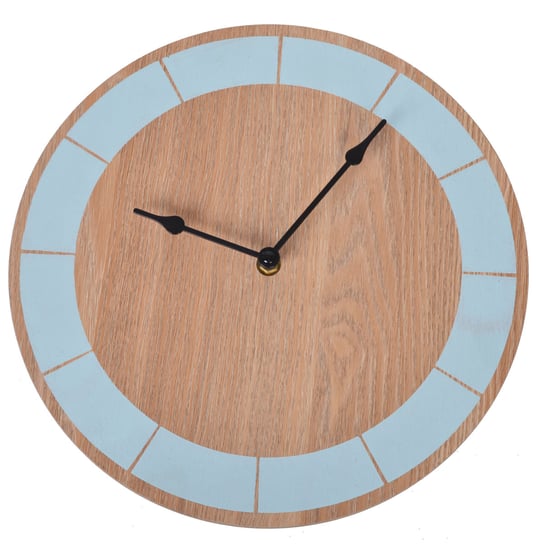 Zegar drewniany okrągły, niebieski, śr. 30 cm Ewax